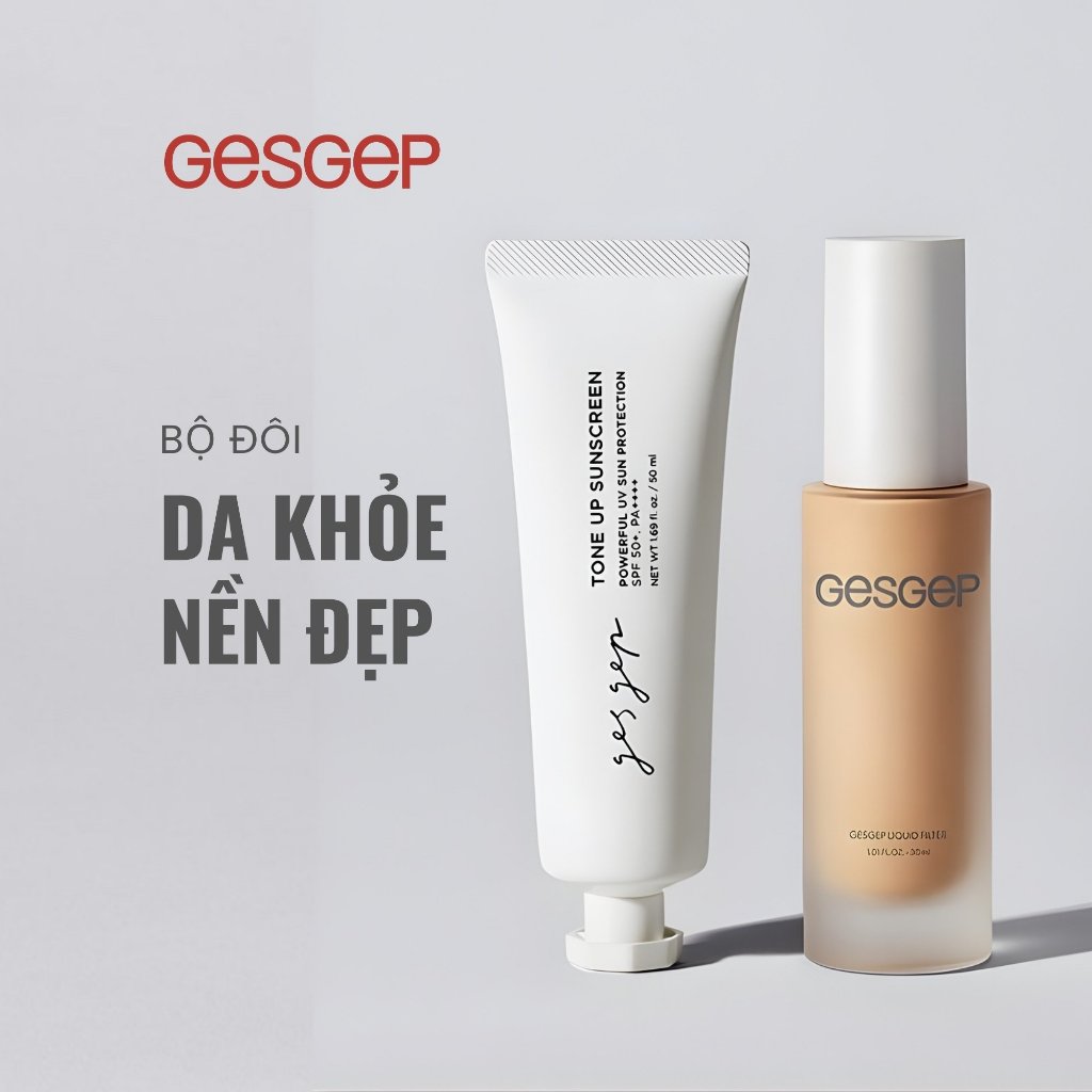 Combo kem nền Gesgep Liquid Filter và kem chống nắng Gesgep Tone Up Sunscreen