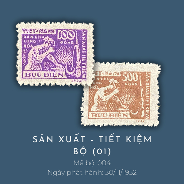 [004] Bộ tem bưu chính "Sản xuất, tiết kiệm (bộ 1)" - Tem sưu tầm Việt Nam - Tem Việt Nam xưa