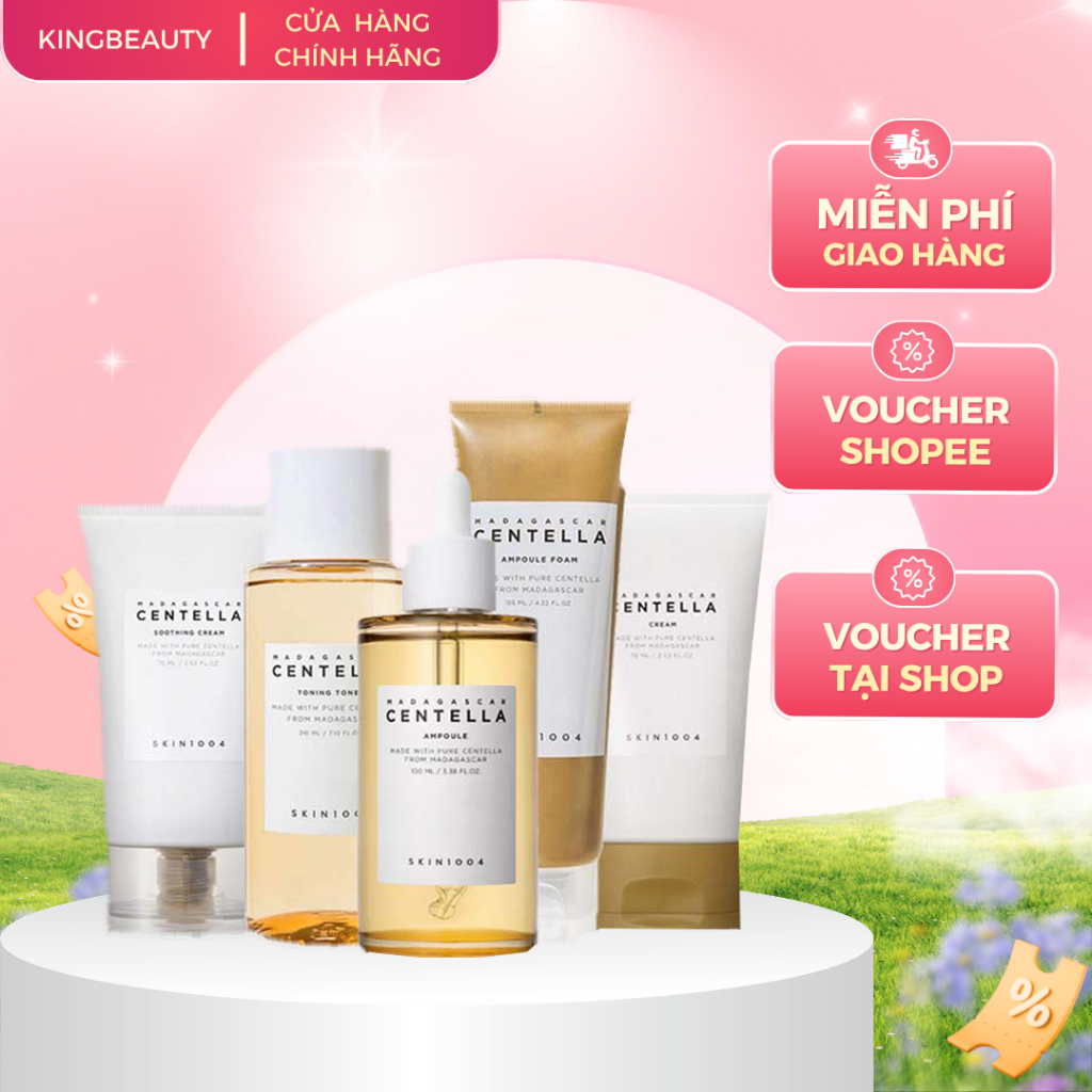 Bộ 5 Sản Phẩm Giảm Mụn Kiềm Dầu Skin1004 Madagascar Centella(SRM 125ml+Toner 210ml+tinh chất 100ml+k