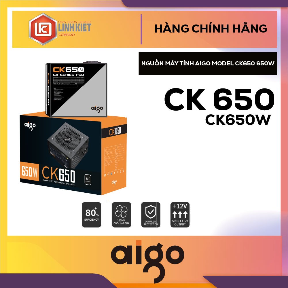 NGUỒN MÁY TÍNH AIGO MODEL CK650 650W 80+ efficiency