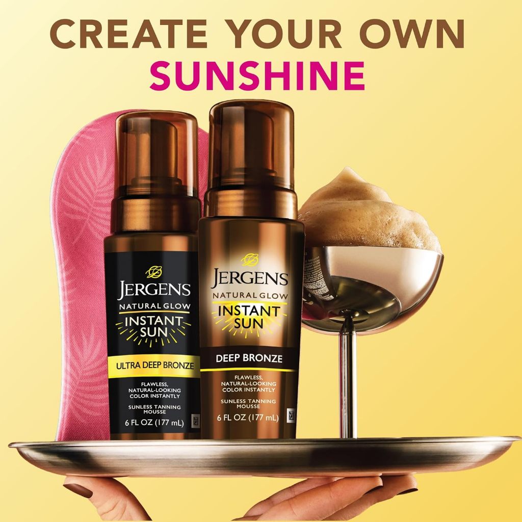 Mousse nhuộm nâu da Jergens Natural Glow Instant Sun Self Tanner Light Bronze/Deep Bronze/Ultra Deep