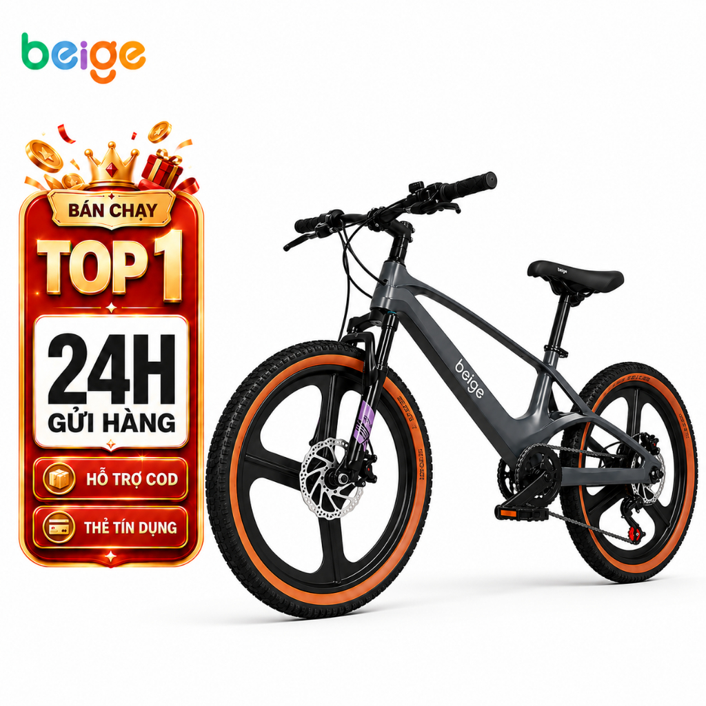 Beige Xe đạp trẻ em,xe đạp trẻ em,xe đạp thể thao,Quà sinh nhật cho bé trai,Xe đạp cho bé 7 tuổi
