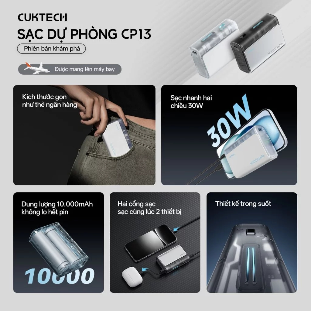 【Được chứng nhận CCC】CUKTECH Pin Dự Phòng Mini 10000mAh Sạc Nhanh 30W – Hỗ Trợ iP 16/15/14 | BigBuy360 - bigbuy360.vn
