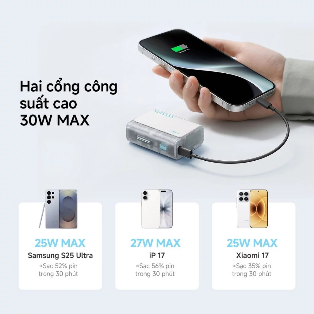 【Được chứng nhận CCC】CUKTECH Pin Dự Phòng Mini 10000mAh Sạc Nhanh 30W – Hỗ Trợ iP 16/15/14 | BigBuy360 - bigbuy360.vn