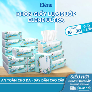 [HOẢ TỐC] COMBO 30 GÓI Khăn Giấy Lụa 5 Lớp Rút Elene Ultra Cao Cấp, Mềm Mịn, An Toàn