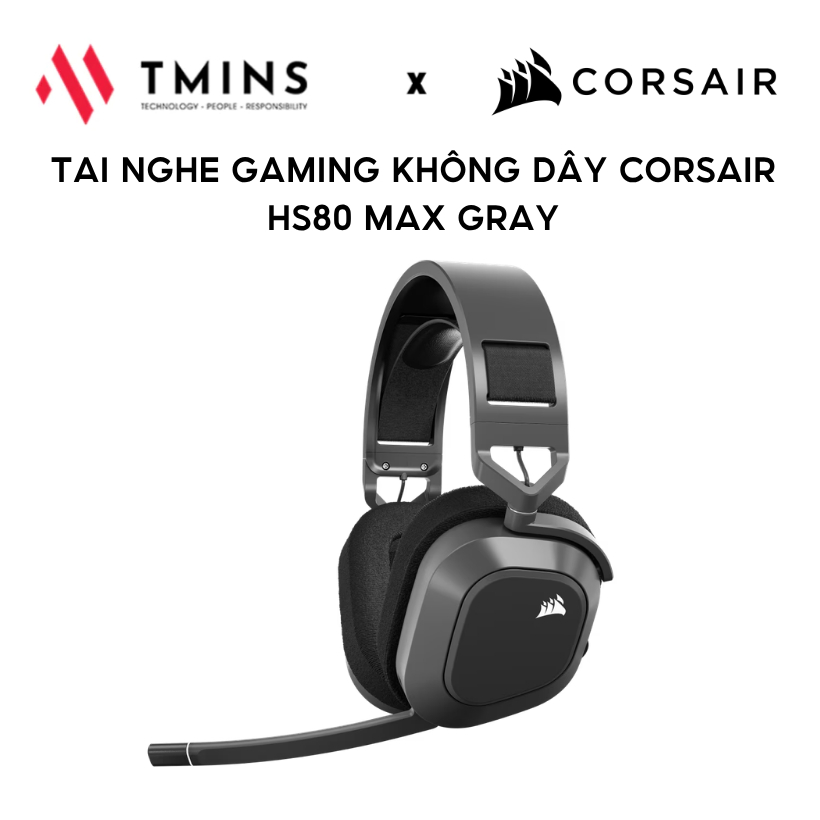 Tai nghe Gaming không dây Corsair HS80 MAX Gray - Hàng chính hãng