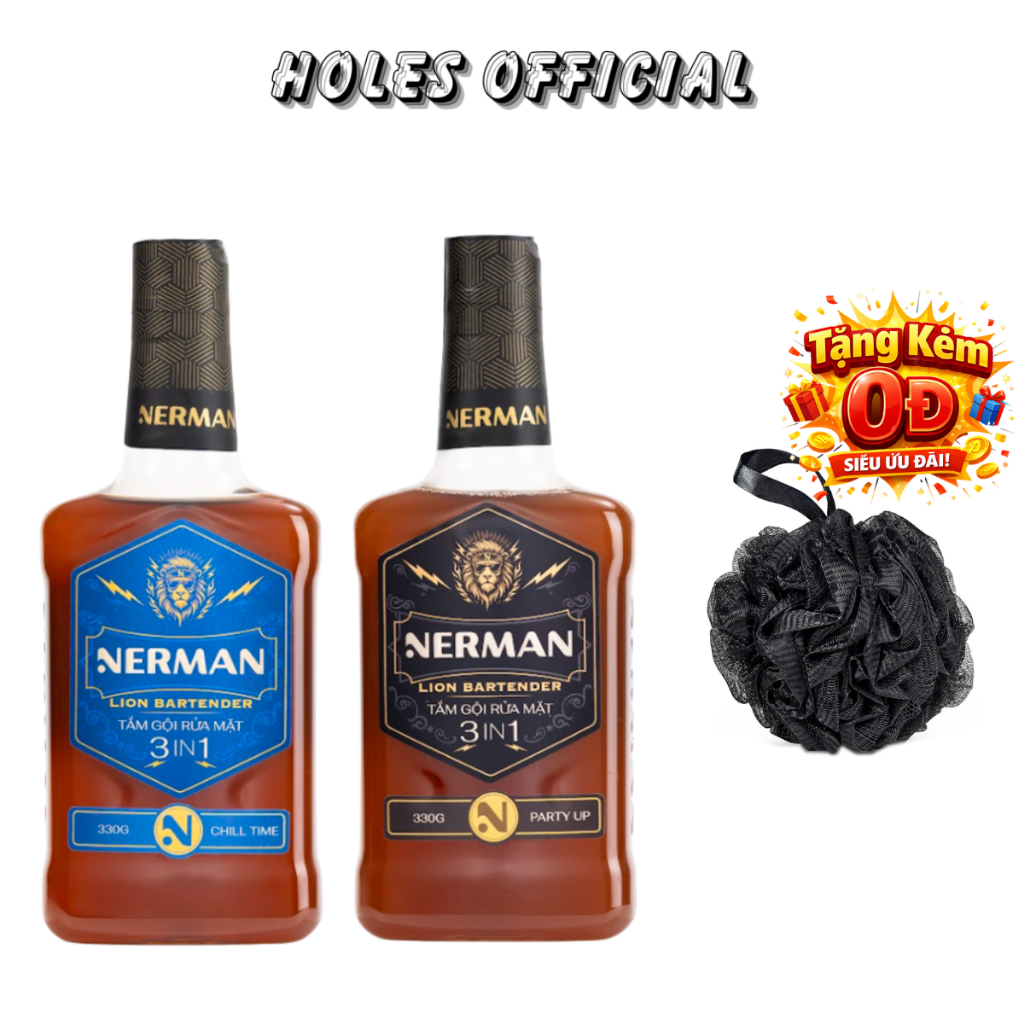 Sữa tắm gội rửa mặt Nerman Lion Bartender 3 In 1