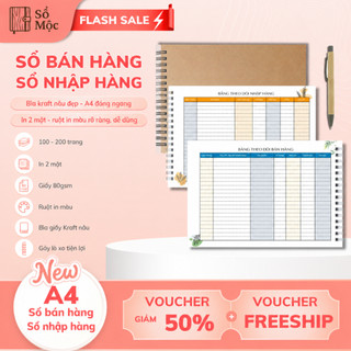 Sổ bán hàng, Sổ nhập hàng, 100 - 200 trang, in 2 mặt, sổ lò xo giấy dày dặn, bìa giấy Kraft nâu đẹp