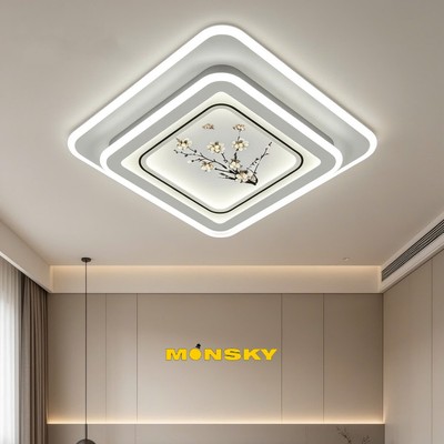Đèn ốp trần MONSKY BITON 50cm cao cấp trang trí nội thất hiện đại dùng bóng led 3 màu ánh sáng