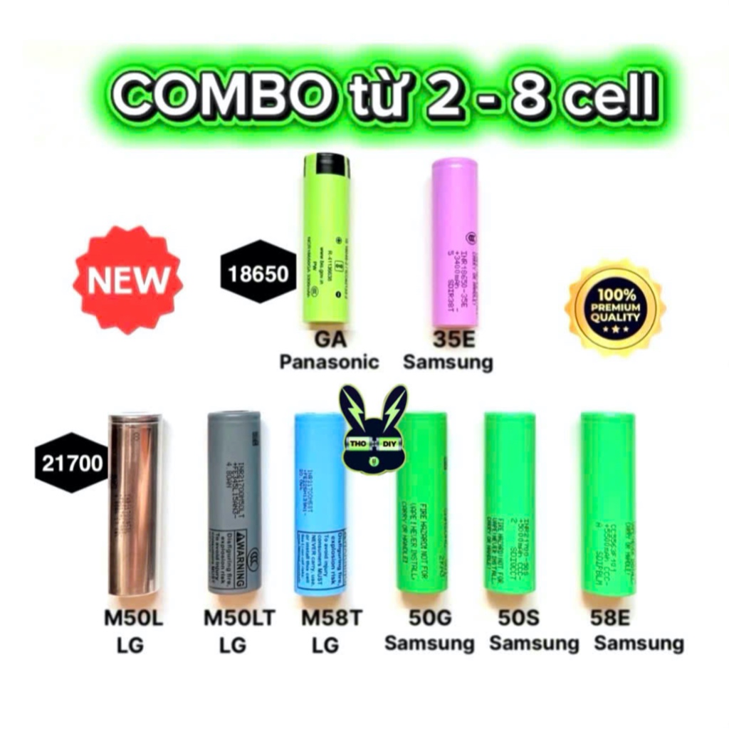 COMBO 2cell 4cell 6cell 8cell MỚI 100% CHÍNHÃNG pin 18650 21700 dùng cho pin laptop, robot lau nhà, 