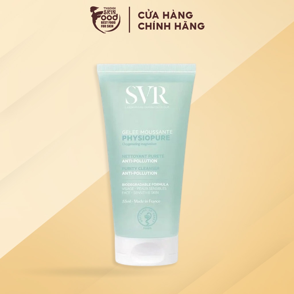[HB GIFT] Mini SVR Physiopure Gelée Moussante - gel rửa mặt da nhạy cảm tuýp nhỏ 55ml (HÀNG TẶNG KHÔ