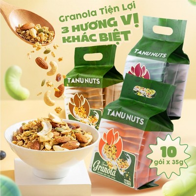 Granola siêu hạt túi nhỏ tiện lợi Special TANU NUTS, ngũ cốc healthy ắn sáng, ăn kiêng, ăn vặt cho bà bầu