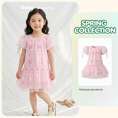 [ILABY 10-40kg] Váy bé gái họa tiết nàng tiên cá, váy công chúa thiết kế tay phồng cao cấp [3961]
