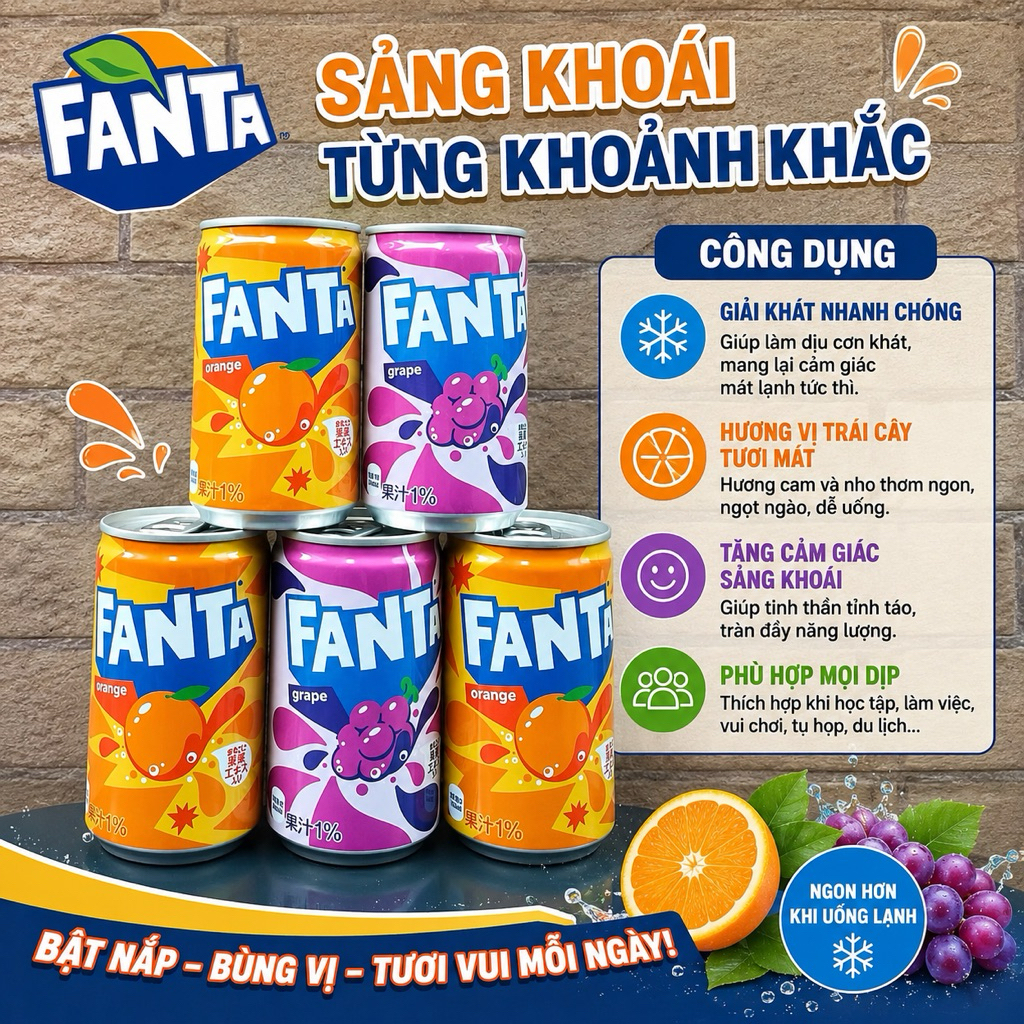 Nước Fanta vị nho và cam 160ml