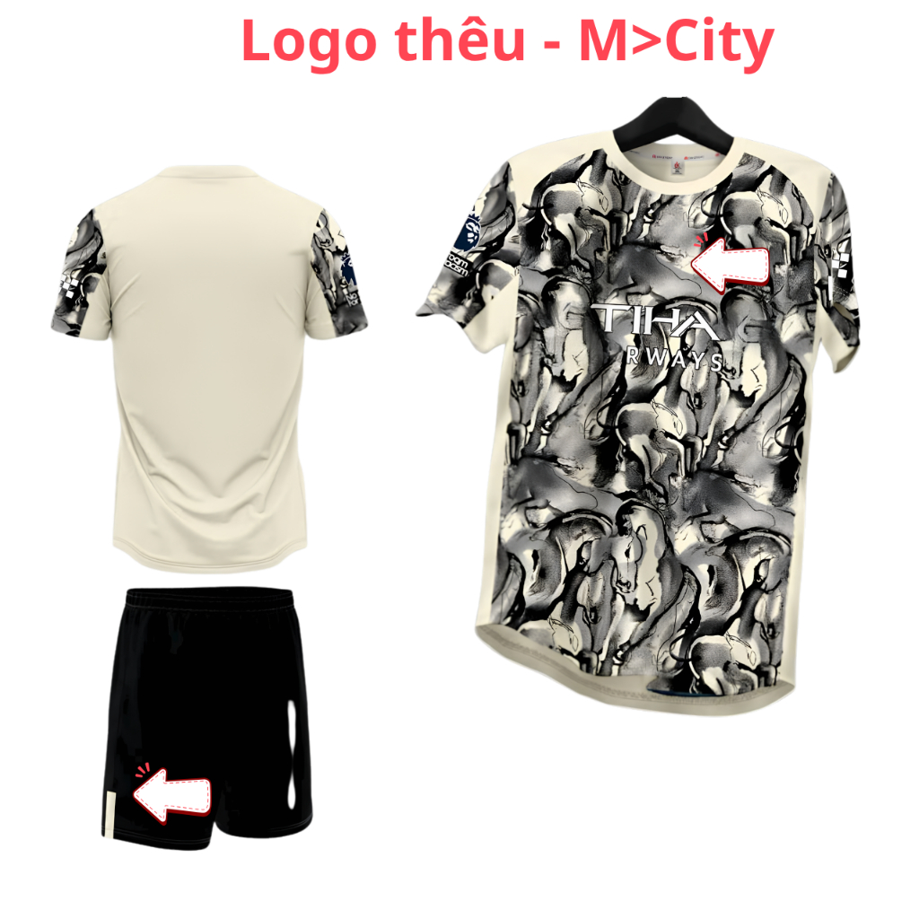 Quần Áo Bóng Đá - M>City Mờ Xi Ti kem loang 26/27 - Vải Mè ZicZac DK- In Tên Số Theo Yêu Cầu REINA S