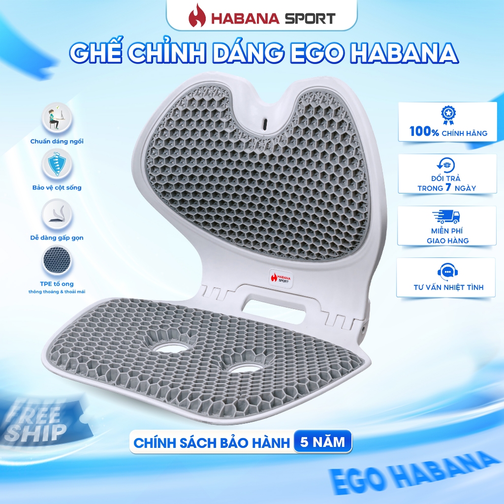 [HABANA SPORT CHÍNH HÃNG] Ghế Chỉnh Dáng EGO Công Thái Học Gấp Gọn, Hỗ Trợ Cột Sống, Giảm Đau Mỏi.