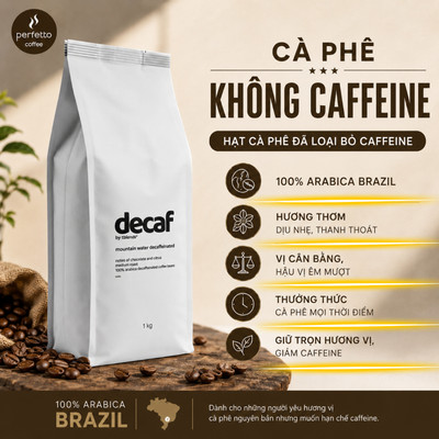 Cà Phê Hạt Decaf Arabica Brazil 1Kg - Tách Caffeine - Sản Xuất tại Úc