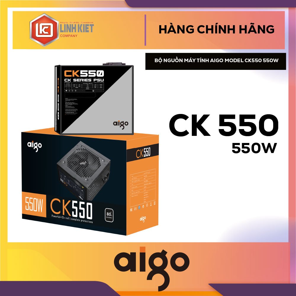 BỘ NGUỒN MÁY TÍNH AIGO MODEL CK550 550W 80+ EFFICIENCY