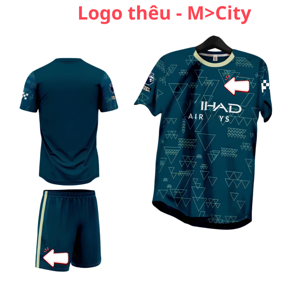 Quần Áo Bóng Đá - M>City Mờ Xi TI xanh rêu 25/26 - Vải Mè ZicZac DK- In Tên Số Theo Yêu Cầu REINA SP