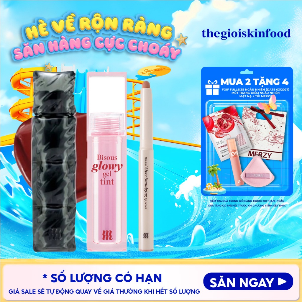 Combo Merzy 3 son Merzy Puffer Velvet Tint + Merzy Mood Over Smudging Lip Pencil + Merzy Bisous Glow
