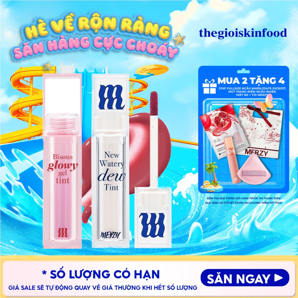 Combo son Merzy Bisous Glowy Gel Tint/ Merzy Noir In The Mellow Tint/Pufer Velvet Tint/The Watery De
