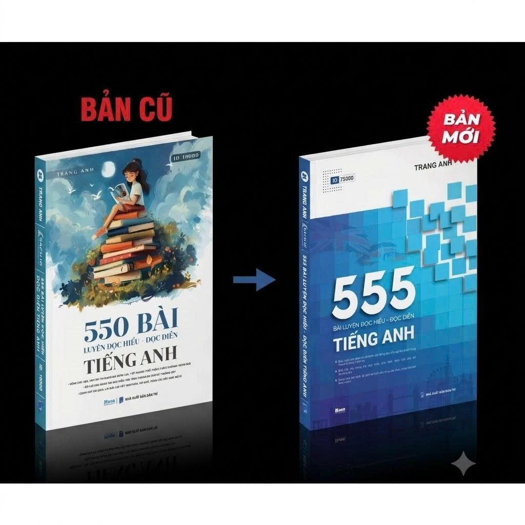 Sách ID - [MỚI NHẤT 2026] - 555 bài đọc hiểu đọc điền ôn thi ĐGNL, TNPT Quốc Gia - Sách tiếng anh cô