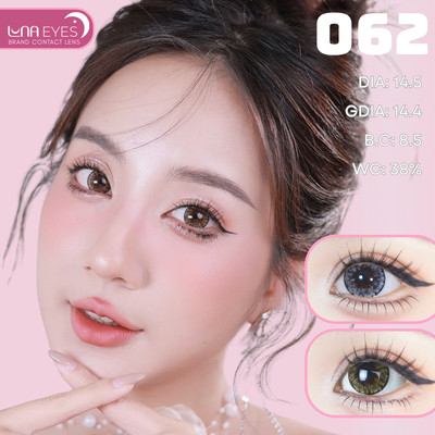 [6 tháng] Lens mắt 062 Brown màu nâu vàng mắt mèo, có viền, size lớn - thương hiệu LUNA EYES