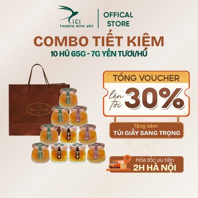 [Hỏa tốc HN] 10 Hũ 65G Yến Sào Khánh Hòa 7G Yến Tươi Yến Chưng Sẵn Không Hộp - CICI Thượng Đỉnh Yến Yến Chưng Đường Phèn