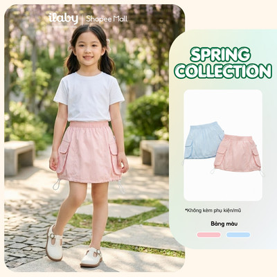 [ILABY 10-40kg] Chân váy bé gái thiết kế túi hộp phong cách năng động, cá tính [3854]