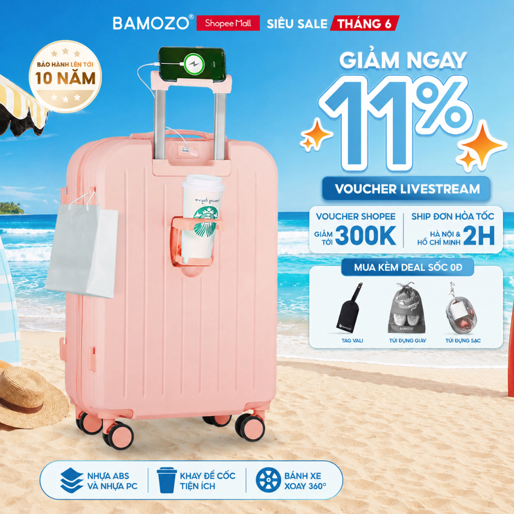 [Hannah Olala x Bamozo] Vali Du Lịch Bamozo 8812 Thời Trang Size 20/24 Cao Cấp_8812