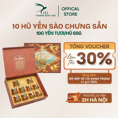 [Hoả Tốc HN] Set Quà 10 Hũ Yến Chưng Sẵn Thượng Phẩm 10G Yến Tươi CiCi Thượng Đỉnh Yến Nguyên Chất Yến Sào Khánh Hòa
