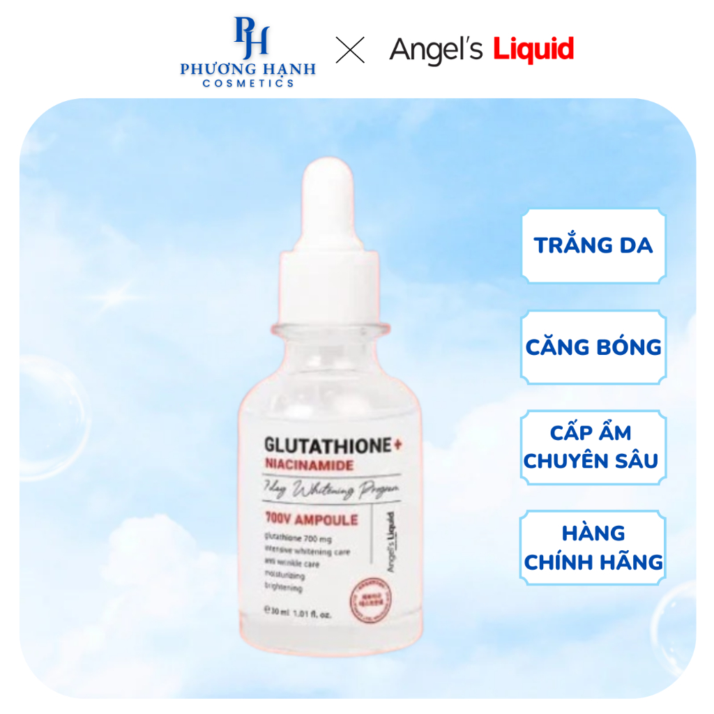 Serum Angel's Liquid Glutathione Plus Niacinamide 700 V-AMPOULE 30ml Serum Dưỡng Trắng Se Khít Lỗ Ch