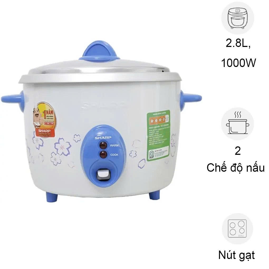 Nồi cơm nắp rời Sharp KSH-D28V 2.8 lít - Hàng chính hãng bảo hành 12 tháng (Màu ngẫu nhiên)