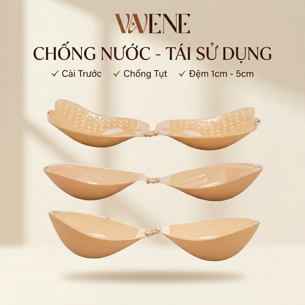 Áo Dán Ngực Nữ Cài Trước Tạo Khe, Gom Ngực Mút Dày 1 cm, 3cm, 6cm, Kèm Dây Trong Chống Tuột – VANVENE