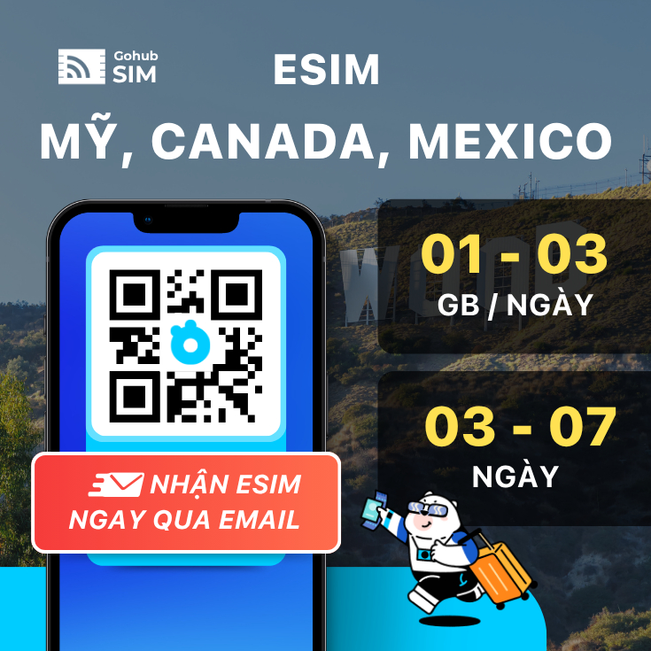 eSIM Mỹ, Canada, Mexico - Gói theo ngày 3,5,7 ngày - Gohub gửi eSIM ngay