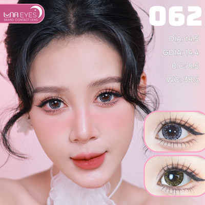 [6 tháng] Lens mắt 062 Gray màu xám mắt mèo vân tia, viền đen, size to - thương hiệu LUNA EYES