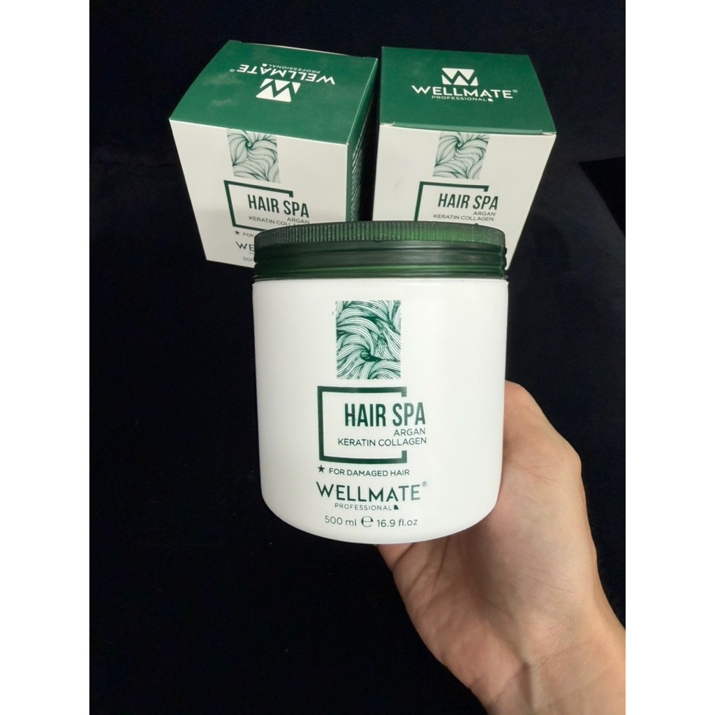Hấp dầu ủ tóc COLLAGEN HAIR SPA WELLMATE 500ML phục hồi hư tổn, khô xơ rối cho tóc uốn duỗi nhuộm