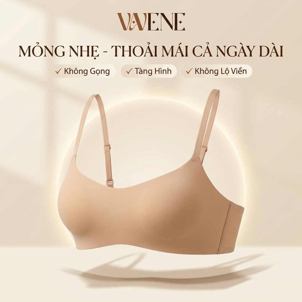 Áo lót su tàng hình VANVENE AL158, áo ngực nữ không gọng, đệm mỏng, không viền chống xệ tạo phom ngự