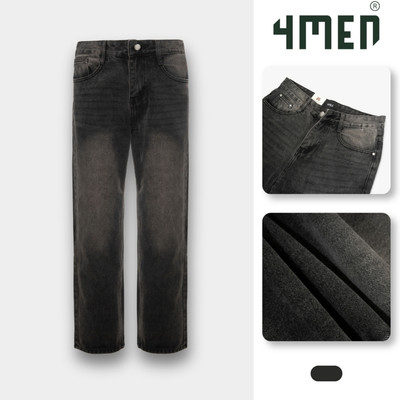 Quần Jean 4MEN Phối Dây Sọc 2 Bên Sườn Form Straight QJ132 Phong Cách Trẻ Trung, Năng Động