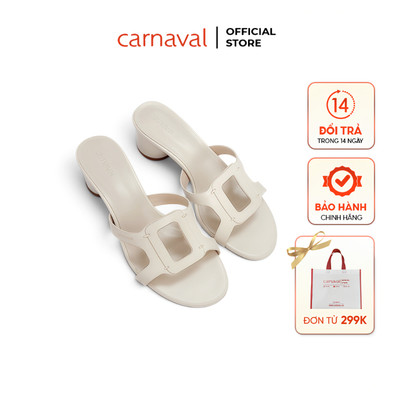 Dép Cao Gót Nữ Carnaval Quai Ngang Vuông, Gót Trụ Tròn 4cm Thanh Lịch Dễ Phối Đồ - VS211