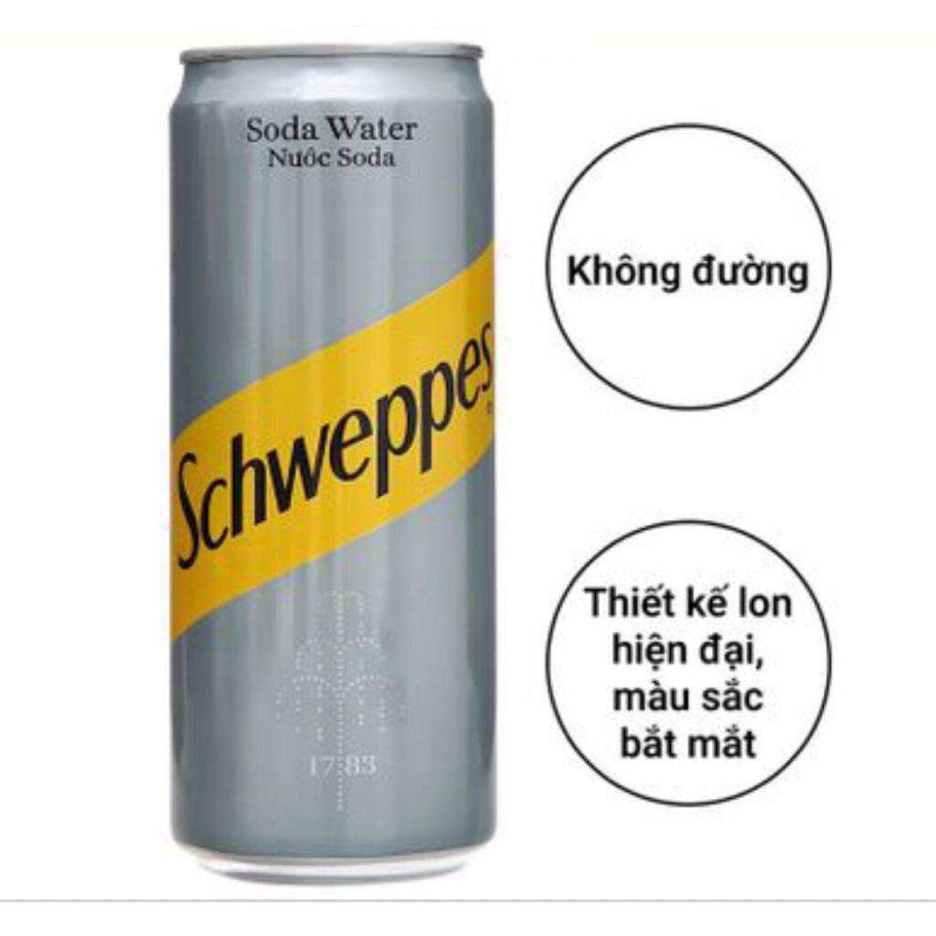 1 Lon 320ml nước SODA SCHWEPPES không đường, không calo