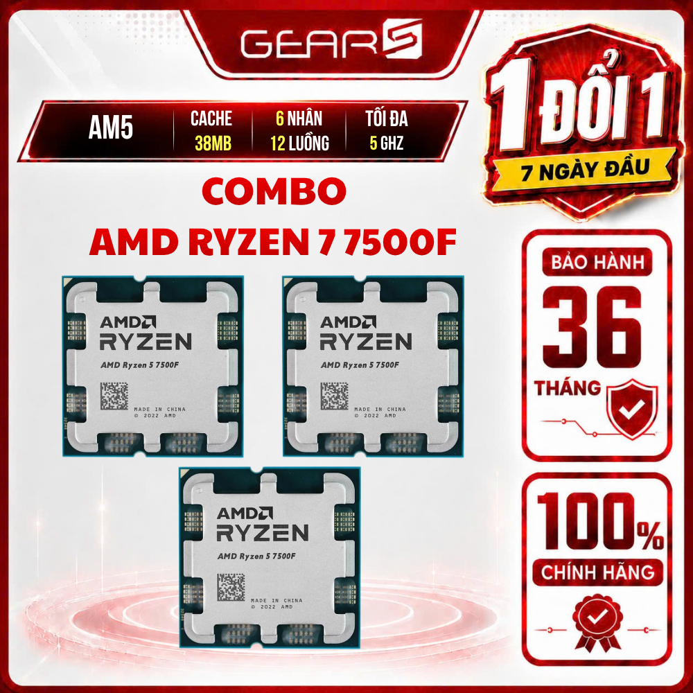 [Full Vat] COMBO CPU AMD Ryzen 5 7500F:Tray- Bảo Hành 36 Tháng