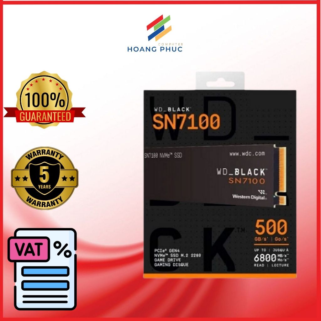 Ổ cứng gắn trong SSD WD BLACK SN7100 500GB NVMe WDS500G4X0E - Hàng chính hãng bảo hành 5 năm