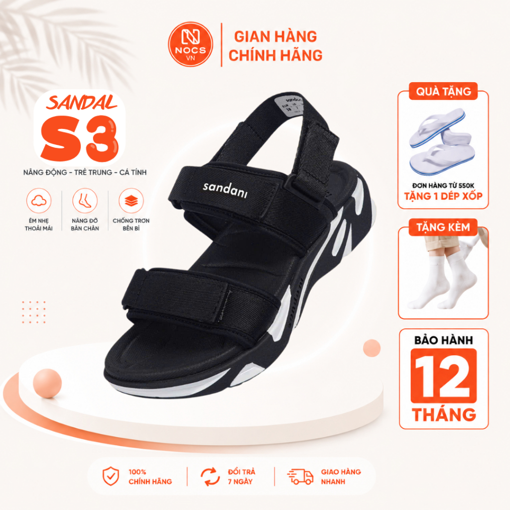 Dép Quai Hậu Nam SANDANI S3 NOC SHOES Dép Sandal Nữ 2 Quai Ngang Đế Phylon Nhẹ - Êm -Bền