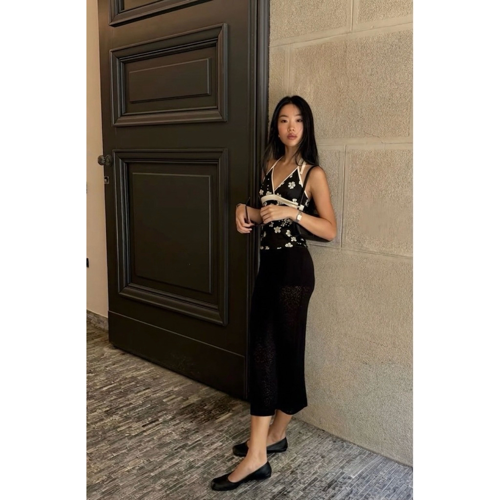 Áo Halter Top Họa Tiết Hoa Phối Viền Satin Y2K CoCoMin | BigBuy360 - bigbuy360.vn