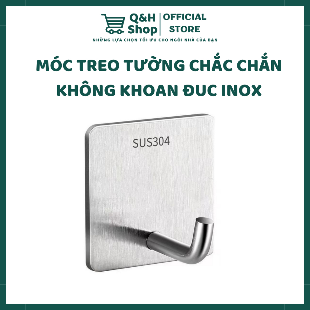 Móc Treo Đồ Inox VUÔNG NHỎ 304 Dán Tường Siêu Chắc, Không Khoan Đục, Dùng Nhà Tắm & Nhà Bếp