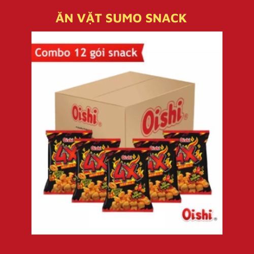 Combo 12 gói Bim Bim Oishi Snack Bắp 4X Sốt Sriracha Vị Cay (62g/gói)