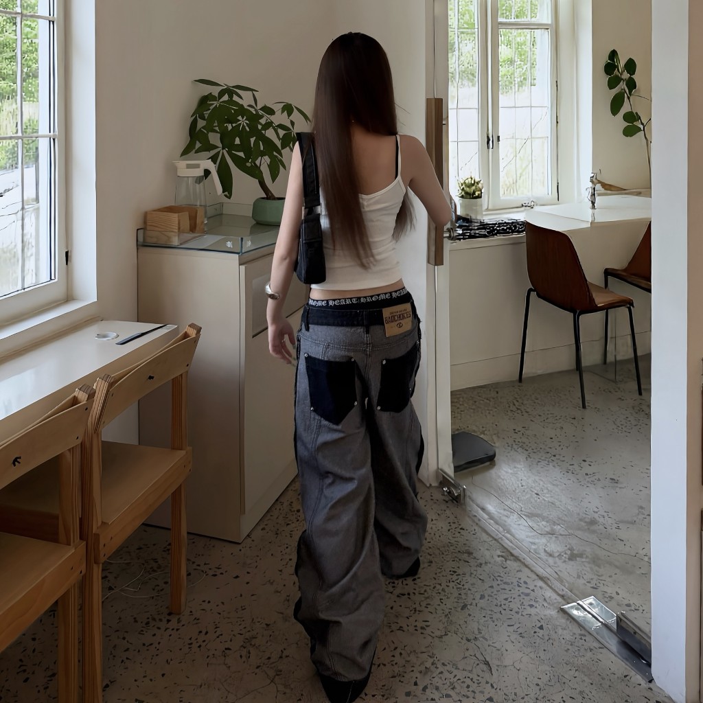 Bad Choices | Quần Jeans ống rộng INSIDE-OUT in túi lật StreetStyle | BigBuy360 - bigbuy360.vn