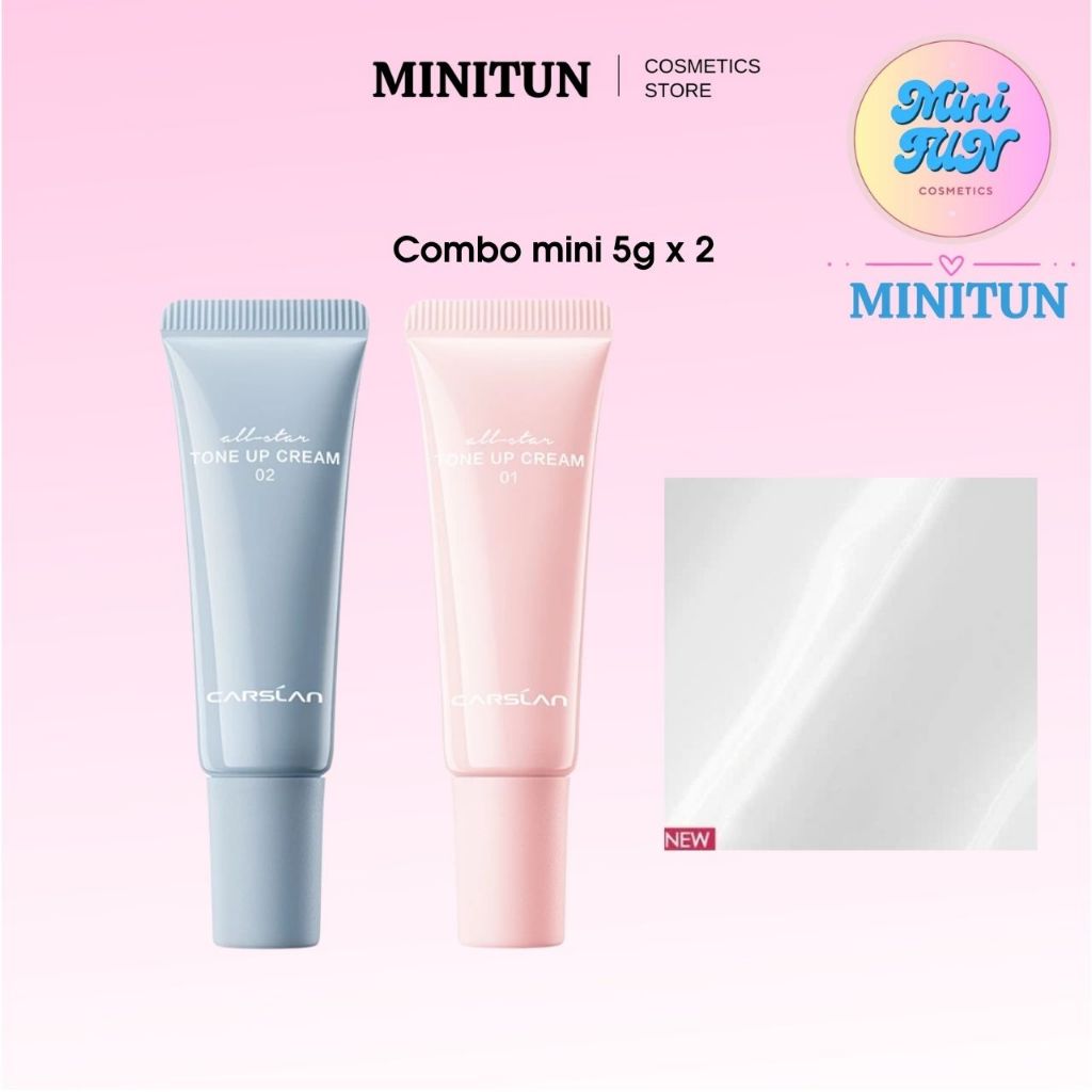 [combo 2 tuýp] Kem Nâng Tone Carslan Che Khuyết Điểm Dưỡng Ẩm Mềm Da mini 5g Minitun