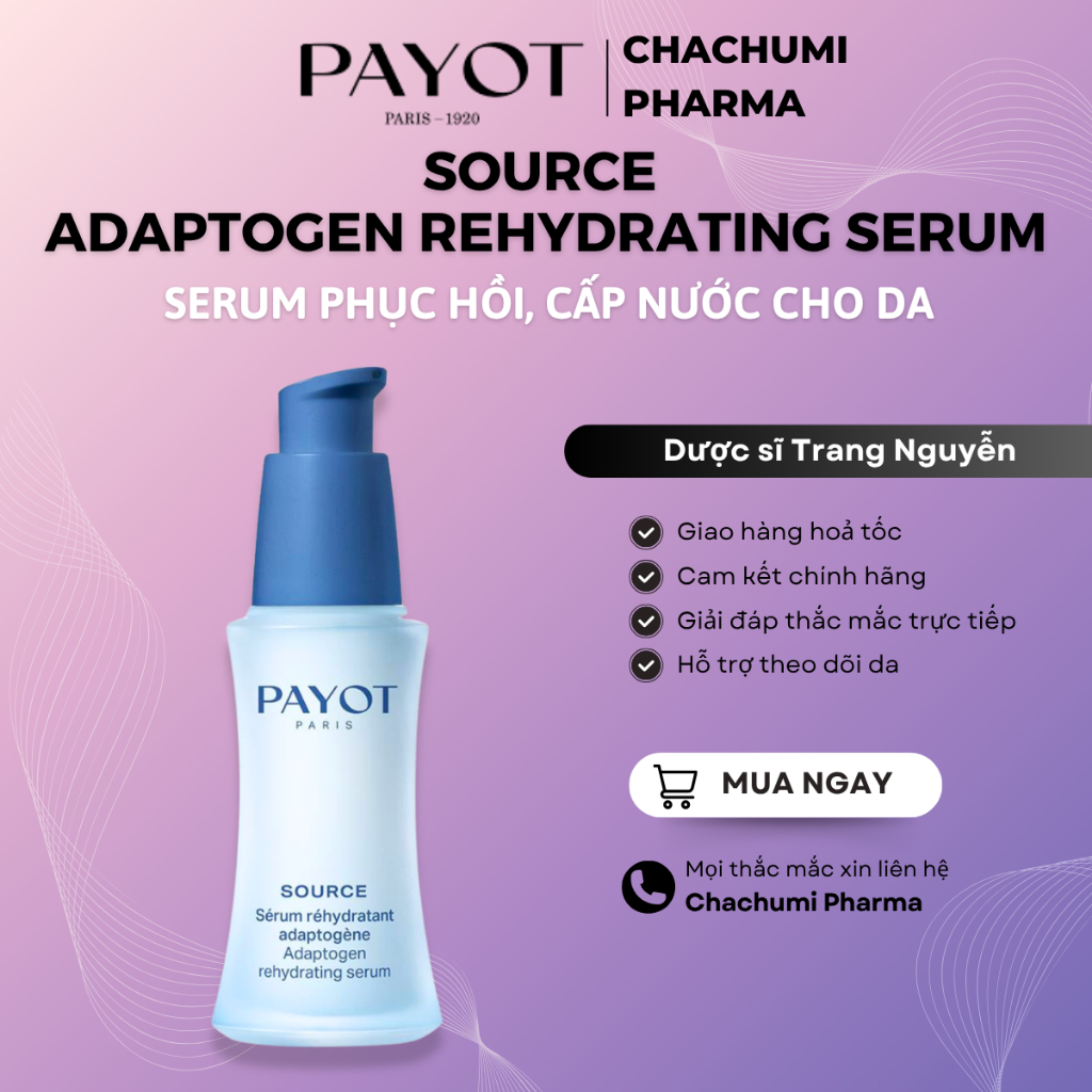 Serum PAYOT Source Adaptogen Rehydrating Serum phục hồi cấp nước căng bóng da 30ml